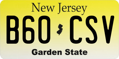 NJ license plate B60CSV