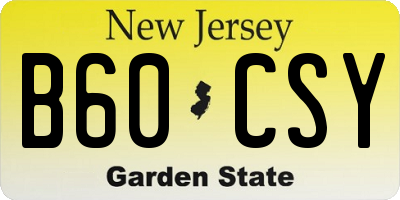 NJ license plate B60CSY