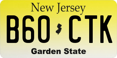 NJ license plate B60CTK