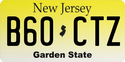 NJ license plate B60CTZ