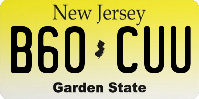 NJ license plate B60CUU