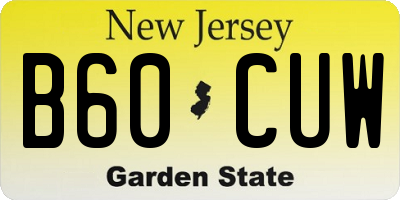 NJ license plate B60CUW