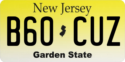 NJ license plate B60CUZ
