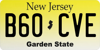 NJ license plate B60CVE
