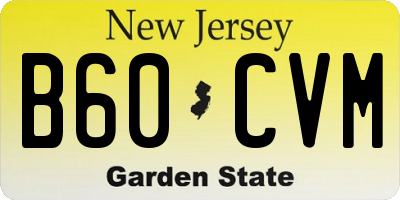 NJ license plate B60CVM
