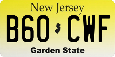 NJ license plate B60CWF