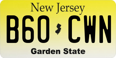 NJ license plate B60CWN