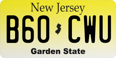 NJ license plate B60CWU