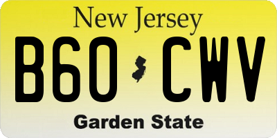 NJ license plate B60CWV