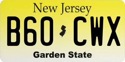 NJ license plate B60CWX