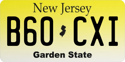 NJ license plate B60CXI