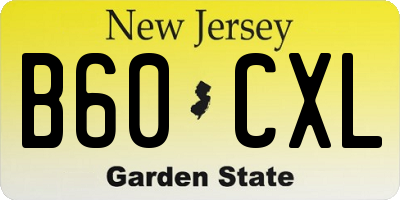 NJ license plate B60CXL
