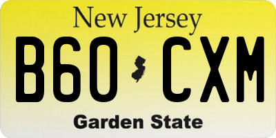 NJ license plate B60CXM