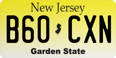 NJ license plate B60CXN