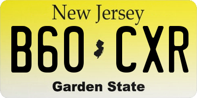 NJ license plate B60CXR