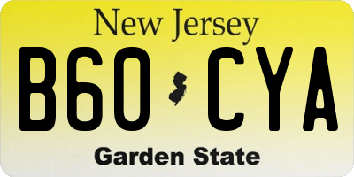 NJ license plate B60CYA