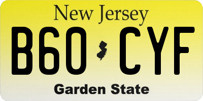 NJ license plate B60CYF