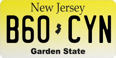 NJ license plate B60CYN