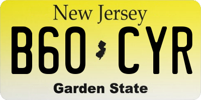 NJ license plate B60CYR