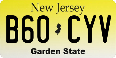 NJ license plate B60CYV