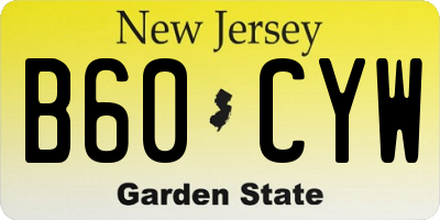 NJ license plate B60CYW