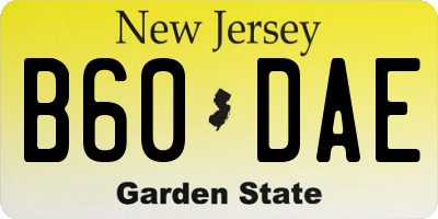 NJ license plate B60DAE