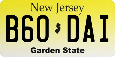 NJ license plate B60DAI
