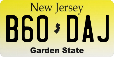 NJ license plate B60DAJ