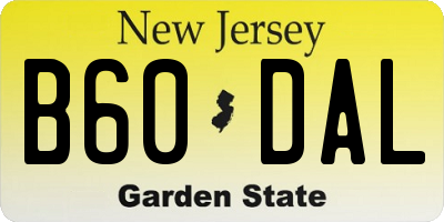 NJ license plate B60DAL