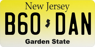 NJ license plate B60DAN