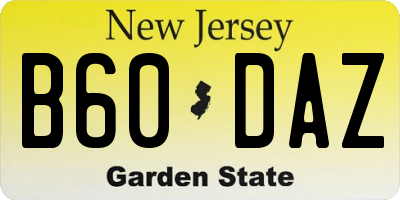 NJ license plate B60DAZ