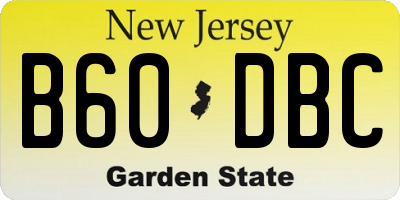 NJ license plate B60DBC