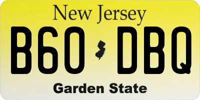 NJ license plate B60DBQ