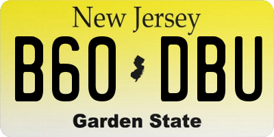 NJ license plate B60DBU