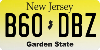 NJ license plate B60DBZ