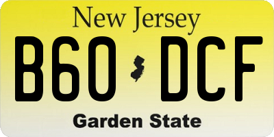 NJ license plate B60DCF