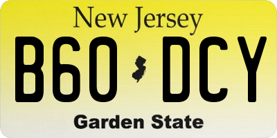 NJ license plate B60DCY
