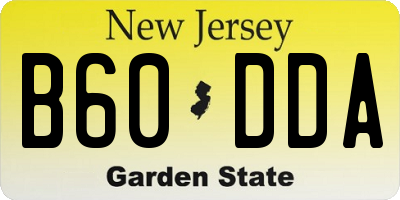 NJ license plate B60DDA