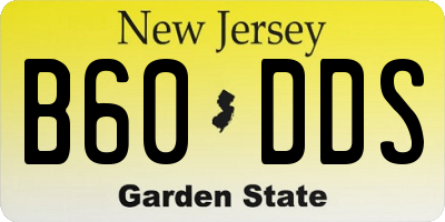 NJ license plate B60DDS