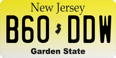 NJ license plate B60DDW