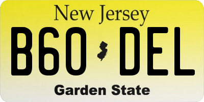 NJ license plate B60DEL