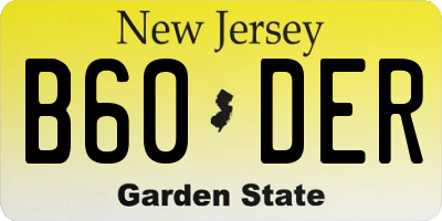 NJ license plate B60DER