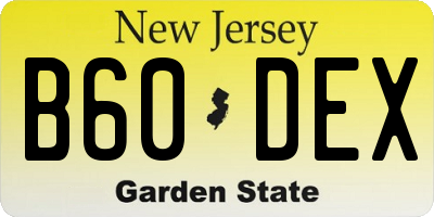 NJ license plate B60DEX