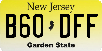 NJ license plate B60DFF