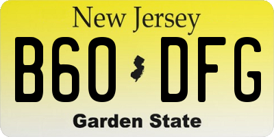 NJ license plate B60DFG