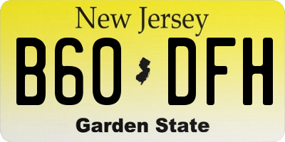 NJ license plate B60DFH