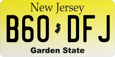 NJ license plate B60DFJ