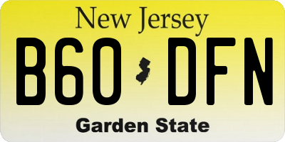 NJ license plate B60DFN