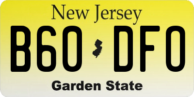 NJ license plate B60DFO