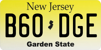 NJ license plate B60DGE